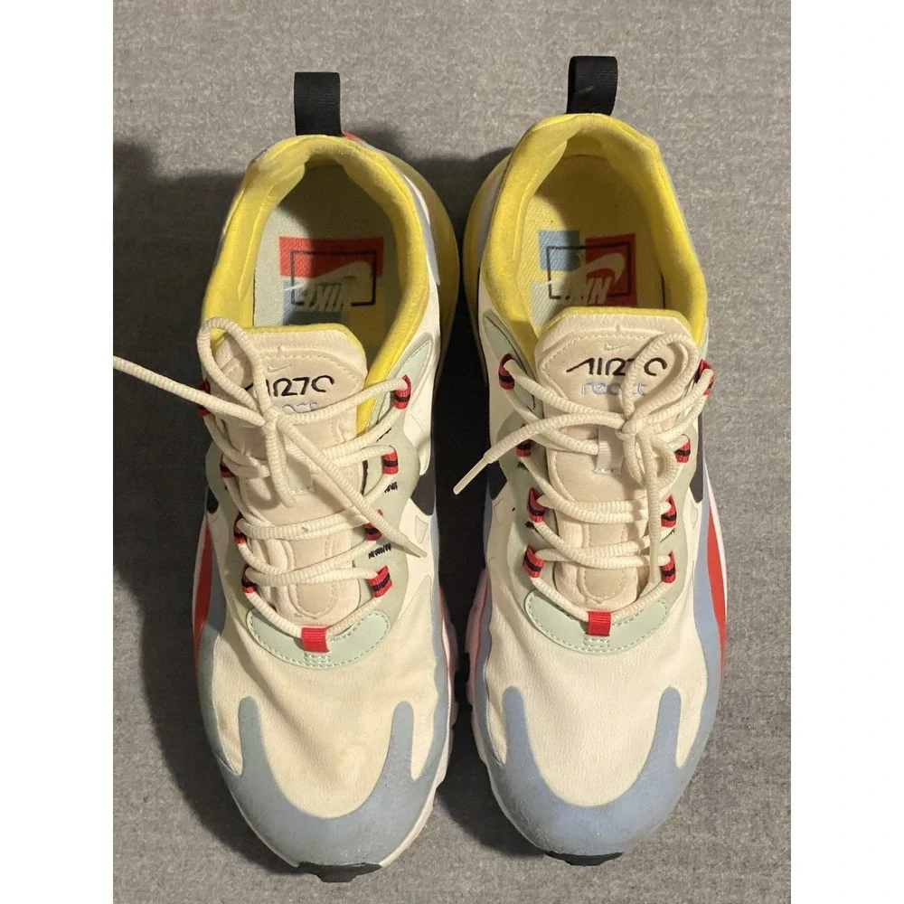 Nike Air Max 270 React Multi Color Sail Black Volt Men's Size 10